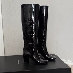Saint Laurent Patent Leather, Black Heeled Boots